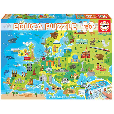 EDUCA Evrópukort með dýrum 150 Púsl