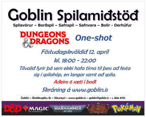 Dungeons & Dragons Oneshot föstudaginn 12. apríl