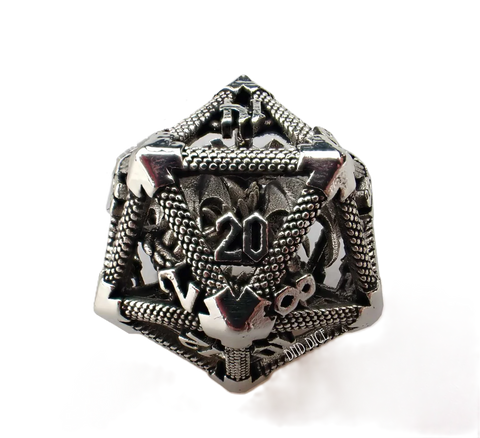 Caged Dragon D20 Silver